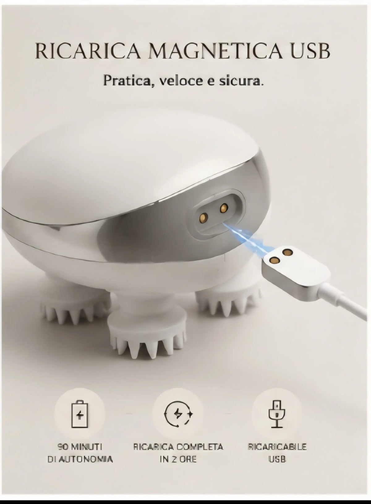 ZARELYN™ Ritual Scalp Massaggiatore per cuoio capelluto IPX7 con luce rossa, calore rilassante e ricarica magnetica USB.