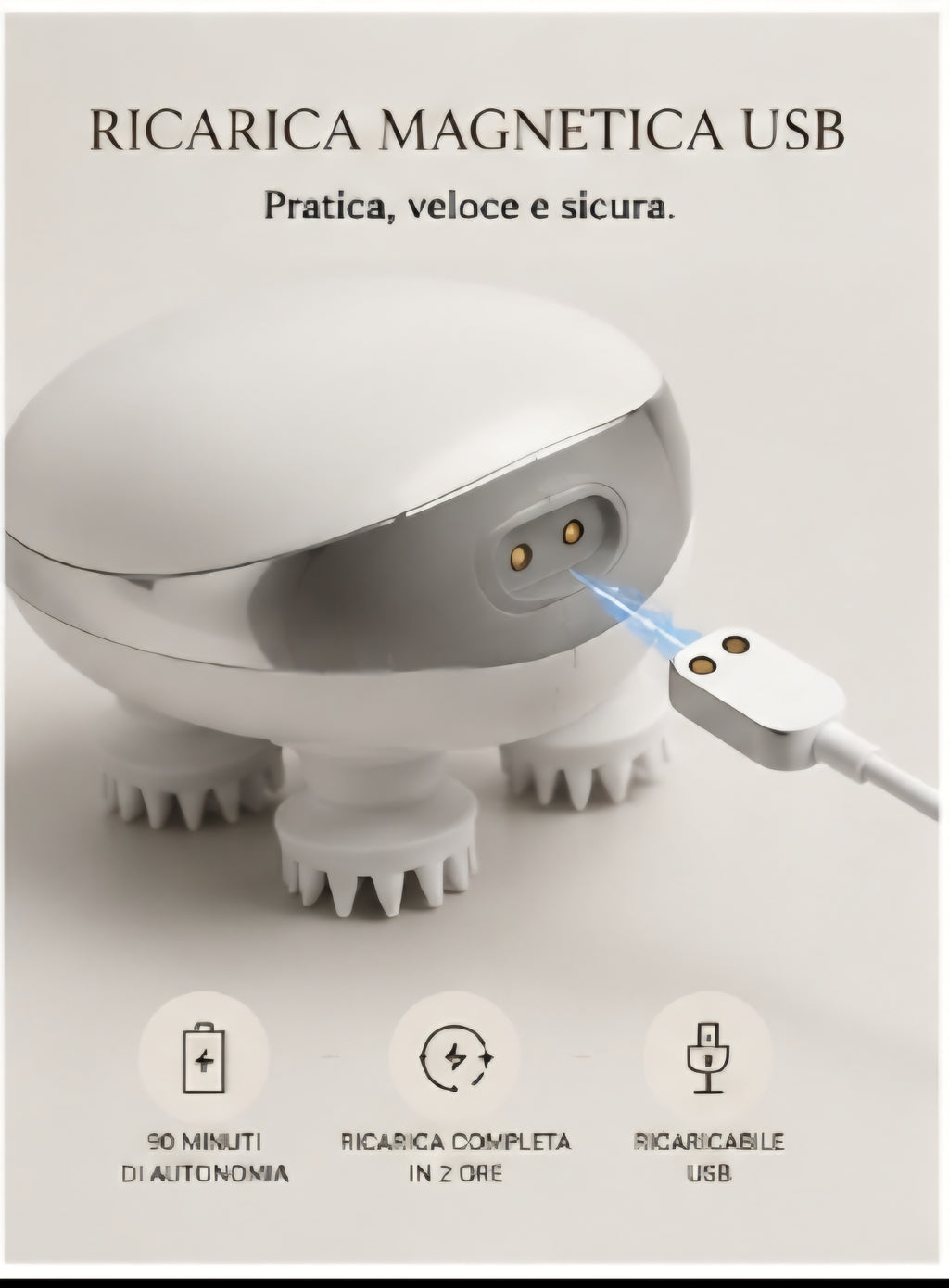 ZARELYN™ Ritual Scalp Massaggiatore per cuoio capelluto IPX7 con luce rossa, calore rilassante e ricarica magnetica USB.