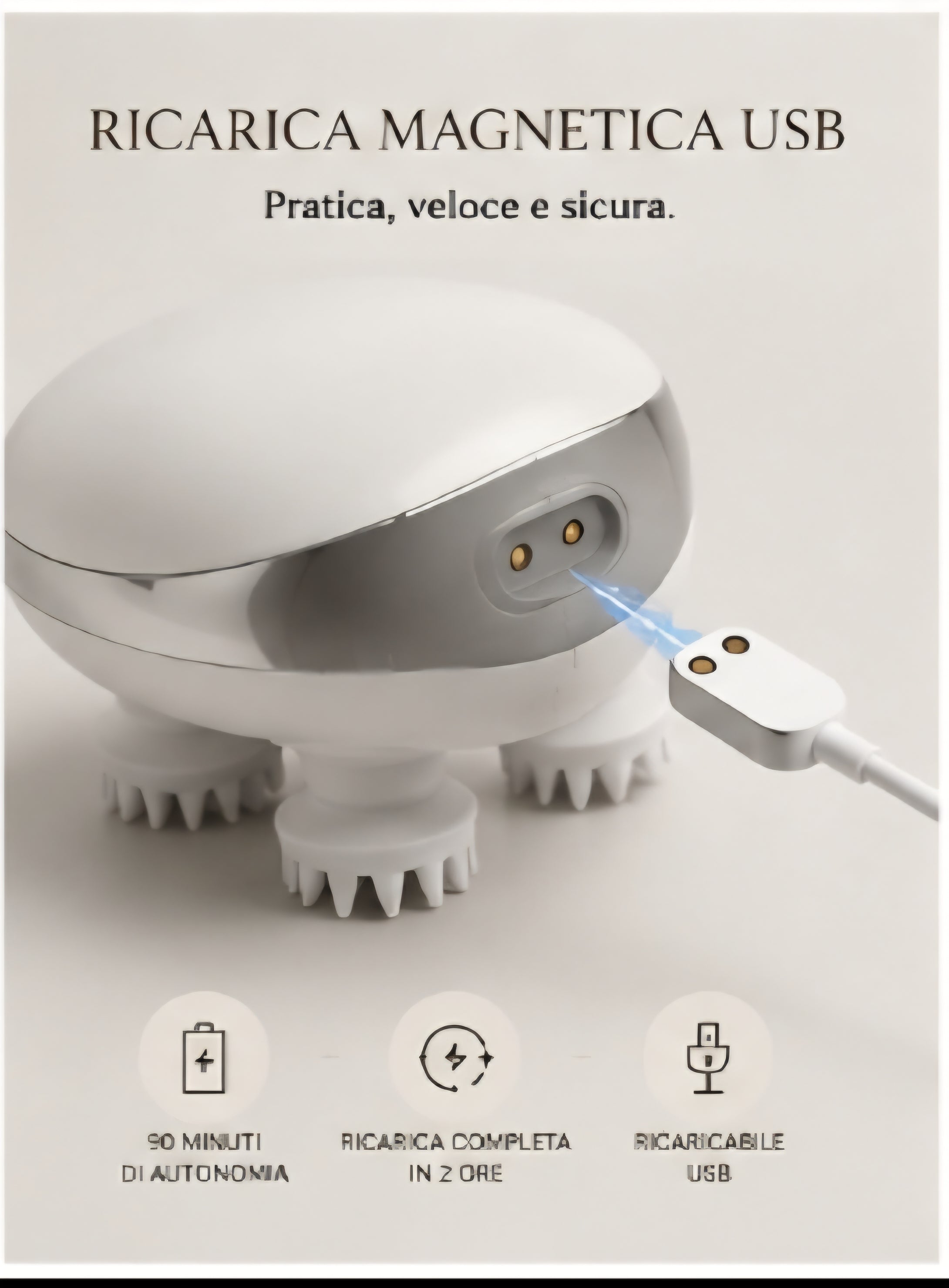 ZARELYN™ Ritual Scalp Massaggiatore per cuoio capelluto IPX7 con luce rossa, calore rilassante e ricarica magnetica USB.
