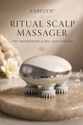 ZARELYN™ Ritual Scalp Massaggiatore per cuoio capelluto IPX7 con luce rossa, calore rilassante e ricarica magnetica USB.