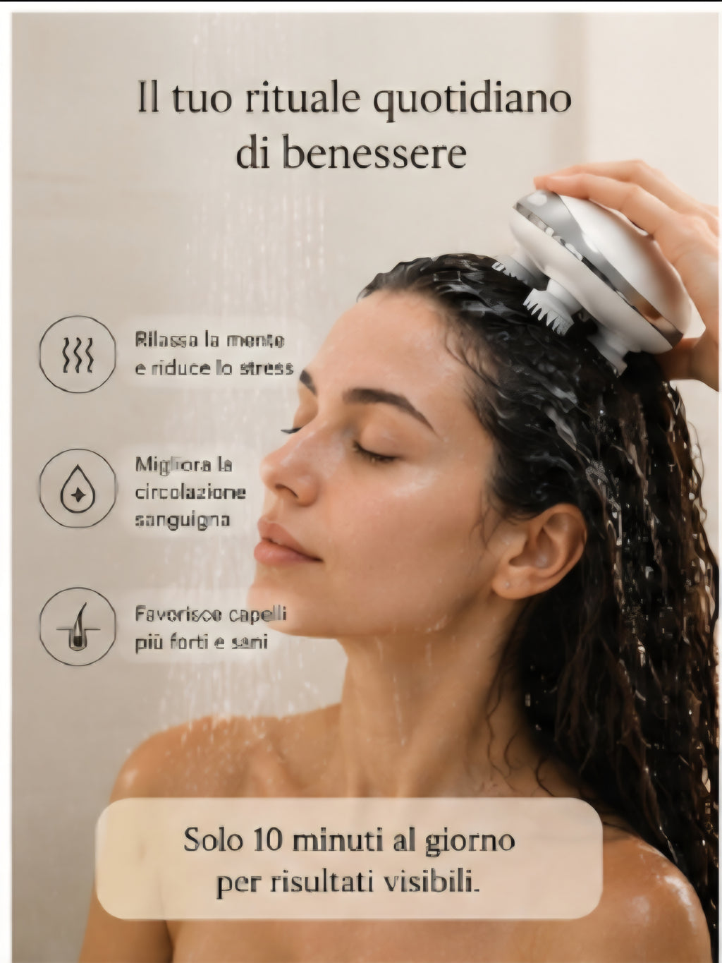ZARELYN™ Ritual Scalp Massaggiatore per cuoio capelluto IPX7 con luce rossa, calore rilassante e ricarica magnetica USB.